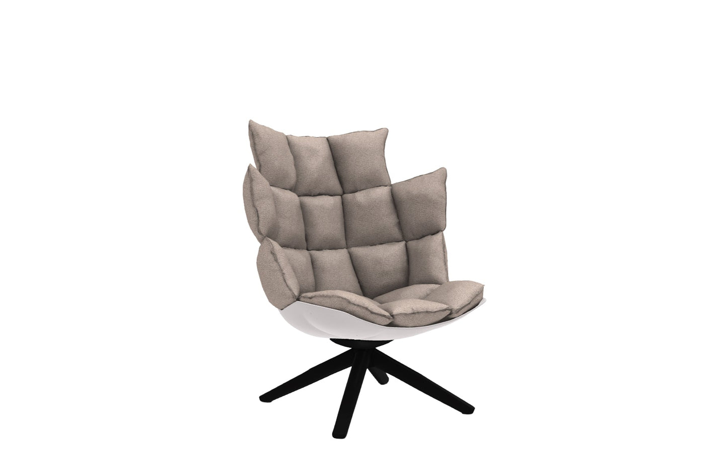 Husk Swivel Armchair with Snug Sides and Headrest
