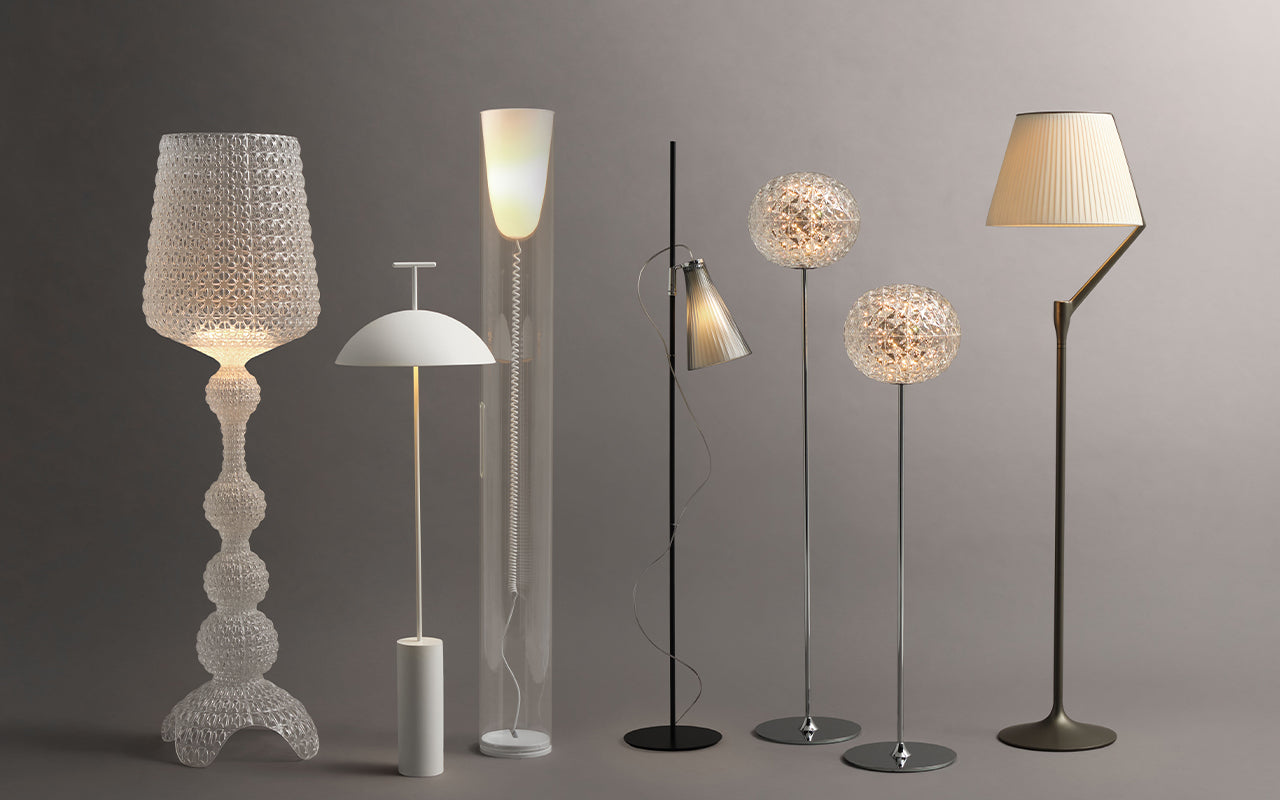 Featuring the Kartell floor lamps | Kabuki, Geen-A, Toobe, K-Lux, Planet, Angelo Stone (left to right).
